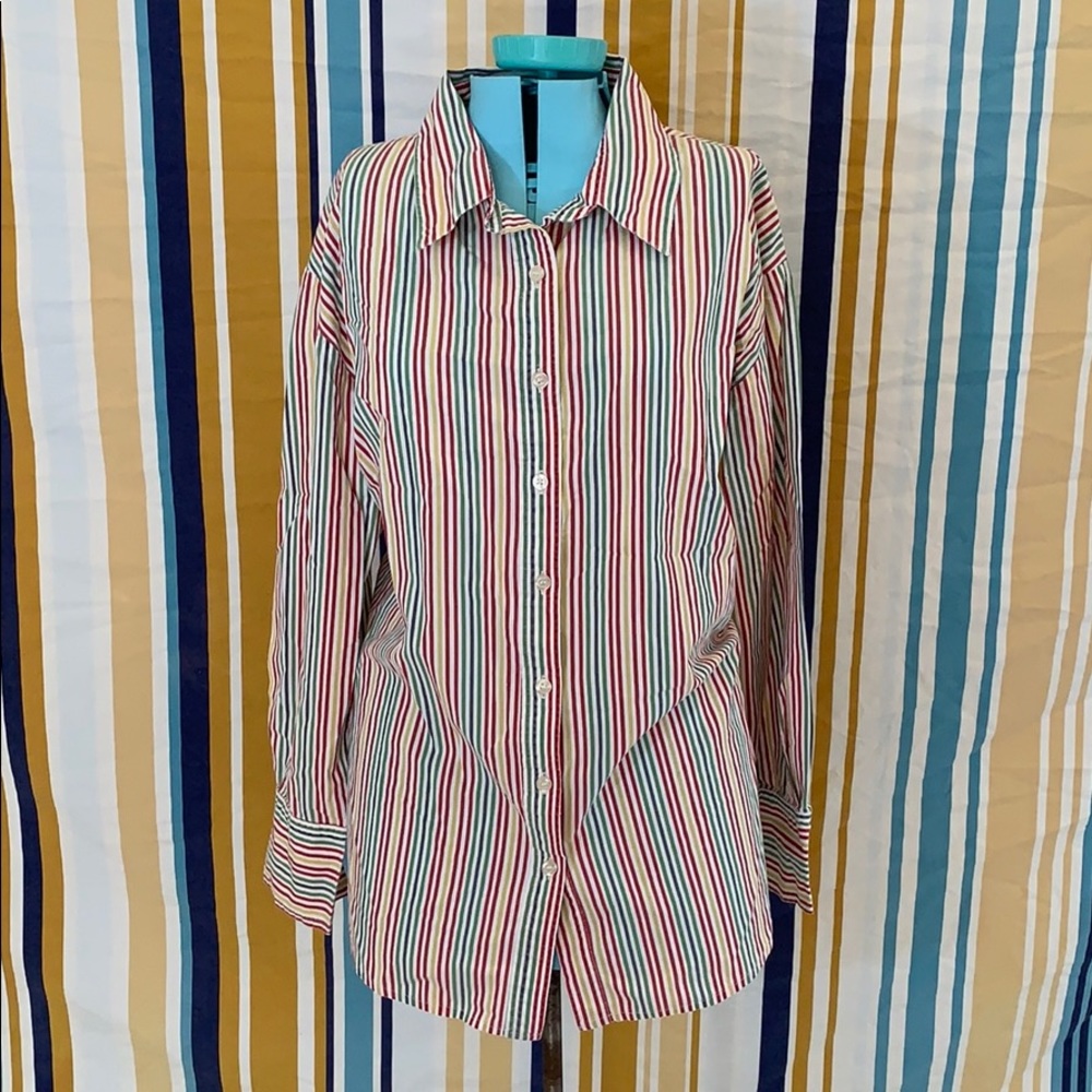 True Vintage Rainbow Stripe Button Down Shirt